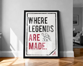 Alabama Crimson Tide Poster Officially Licensed Where Legends Are Made Art Print