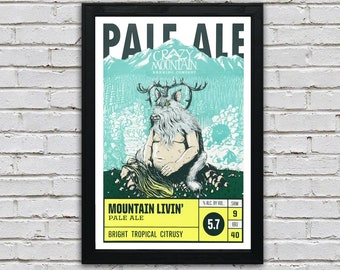 Limited Edition Craft Beer Poster: Crazy Mountain Pale Ale Art Print
