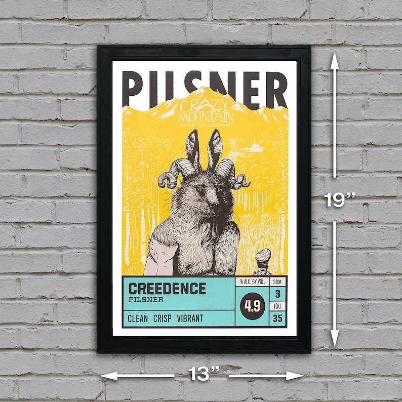 Limited Edition Craft Beer Poster - Crazy Mountain Creedence Pilsner ...