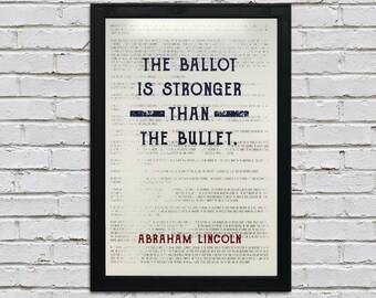 Abraham Lincoln Quote Art Print: Political Poster, Blue & Red (13x19")