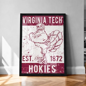 Virginia Tech Hokies Logo Poster - Hokie Bird Vintage Art Print