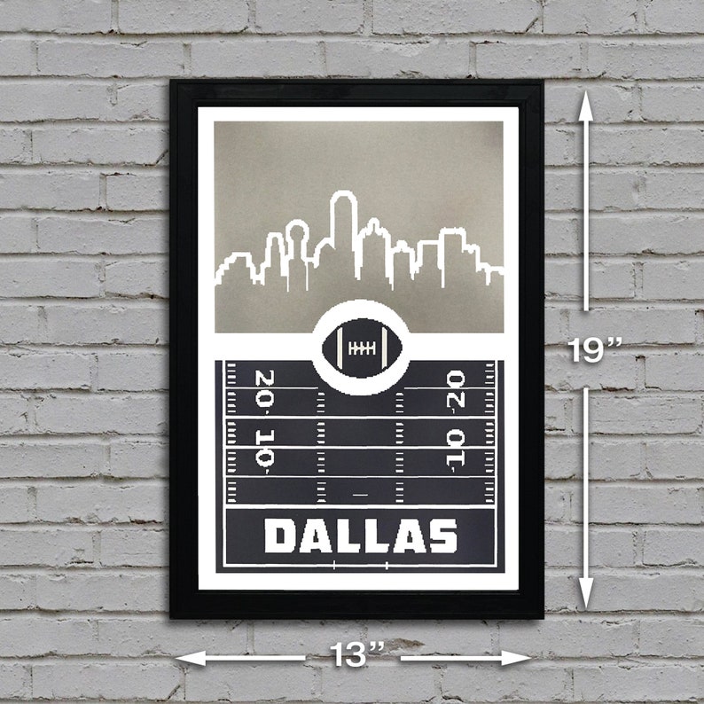 Limited Edition Dallas Cowboys Poster - Retro Video Game Style - Handcrafted Art Print - 13x19" image 8