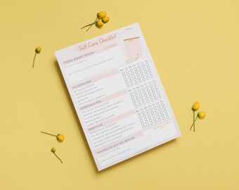 Selfcare Checklist To Do Block Self-love Self-care Daily Planner Weekly Planner