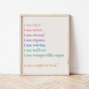 Child of God Printable Art, Boho Rainbow Pastel Christian affirmation, Kid Playroom Art - PRINTABLE | DIGITAL Download 8x10, 11x14, A3, A4