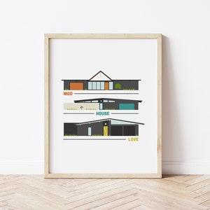 Mod House Love Printable Art - Palm Springs Mid century - Retro Eichler MCM Architecture - PRINTABLE | DIGITAL Download 8x10, 16x20, A3, A4