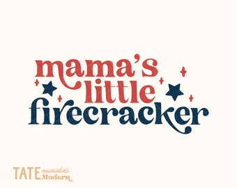 Mama's little firecracker SVG cut file - retro 4th of July svg, mama and me 4th of July svg shirt, July png- Commercial Use, Digital File