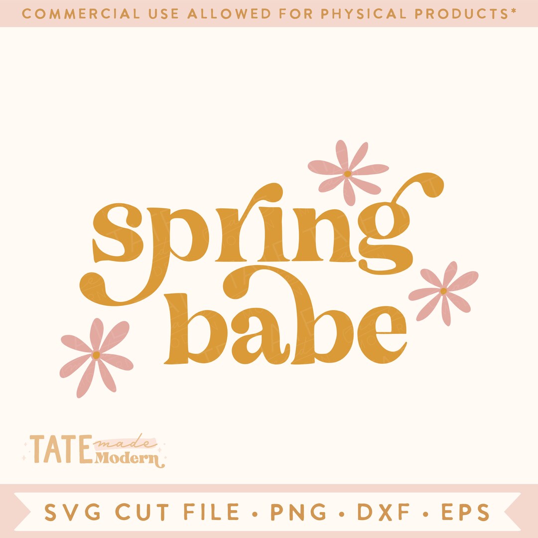 Spring Babe SVG Cut File - Retro Boho Spring Svg, Retro Funky Easter ...