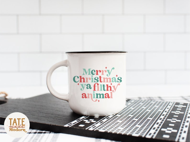 Merry Christmas ya filthy animal Retro SVG cut file, funny christmas shirt svg, funny Christmas quote png - Commercial Use, Digital File image 3