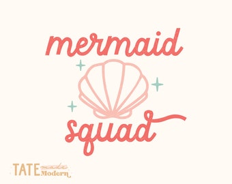 Mermaid squad SVG cut file - beach babe svg, Retro summer girl png, mermaid babe png, ocean babe svg- Commercial Use, Digital File