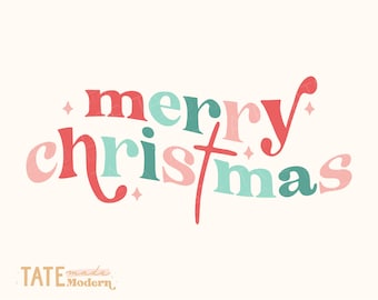 Merry Christmas retro SVG cut file, Christian Christmas svg, Christ in Christmas svg, cute christmas png - Commercial Use, Digital File