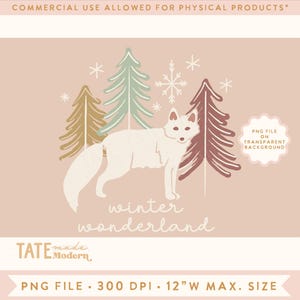 Renard des neiges au pays des merveilles de l'hiver PNG - neutre hiver Noël animal png, hiver des bois png pour DTF - usage commercial, fichier numérique