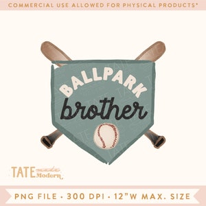 Ballpark Brother PNG file watercolor baseball png, baseball kid png, green baseball png Commercial Use, Digital File image 1