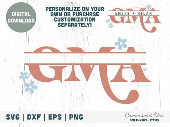 Download GMA Split Monogram Retro SVG cut file Personalized Grandma | Etsy
