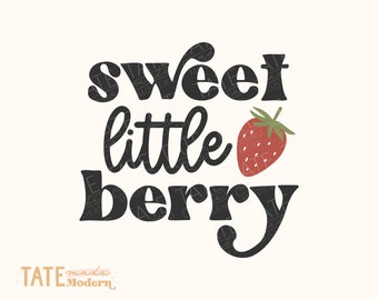 Sweet little berry SVG cut file - Retro summer little girl svg shirt, Strawberry svg, Berry picking svg - Commercial Use, Digital File