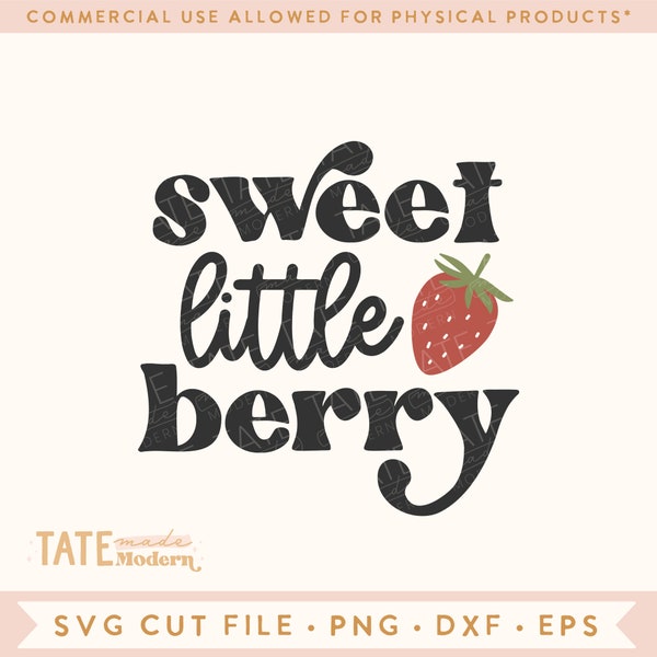 Sweet little berry SVG cut file - Retro summer little girl svg shirt, Strawberry svg, Berry picking svg - Commercial Use, Digital File