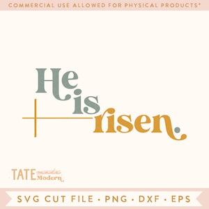 He is risen SVG cut file Retro Christian Easter svg for shirt, Resurrection svg, Christian scripture svg Commercial Use, Digital File image 1