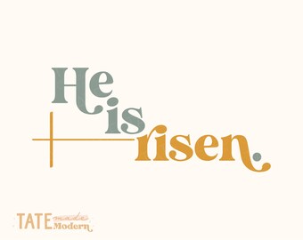 He is risen SVG cut file - Retro Christian Easter svg for shirt, Resurrection svg, Christian scripture svg - Commercial Use, Digital File