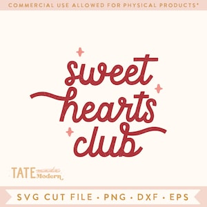 Sweet hearts club SVG cut file, Sibling Valentine shirt svg, Little girl Valentine Retro Valentines day svg - Commercial Use, Digital File