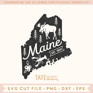 Vintage Maine SVG cut file - retro Maine home svg, New England state svg, Maine state symbol svg, Maine png - Commercial Use, Digital File