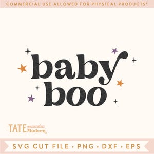 Baby boo SVG cut file - Retro first halloween svg, mommy and me halloween shirt svg, spooky cute svg - Commercial Use, Digital File
