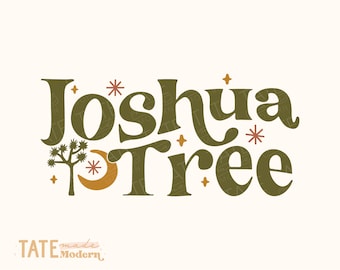 Joshua Tree Retro Boho SVG cut file, Southwest svg, California retro svg, palm desert svg - Commercial Use, Digital File