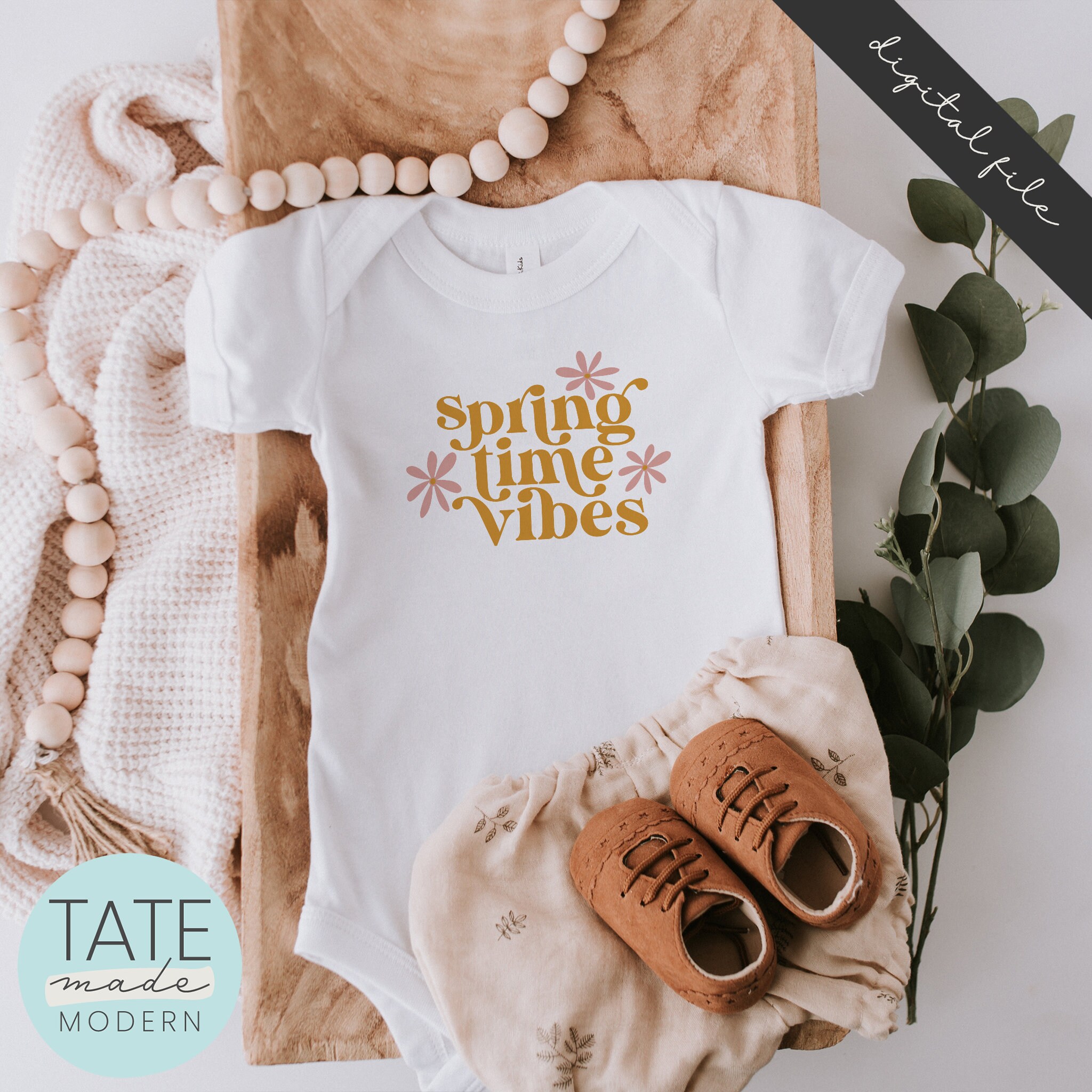 Springtime Vibes SVG Cut File - Retro Boho Spring Svg, Retro Funky ...