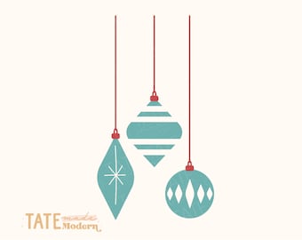 MCM Christmas Ornaments SVG cut file, Retro Christmas svg, Mid Century Holiday svg, Vintage holiday svg- Commercial Use, Digital File