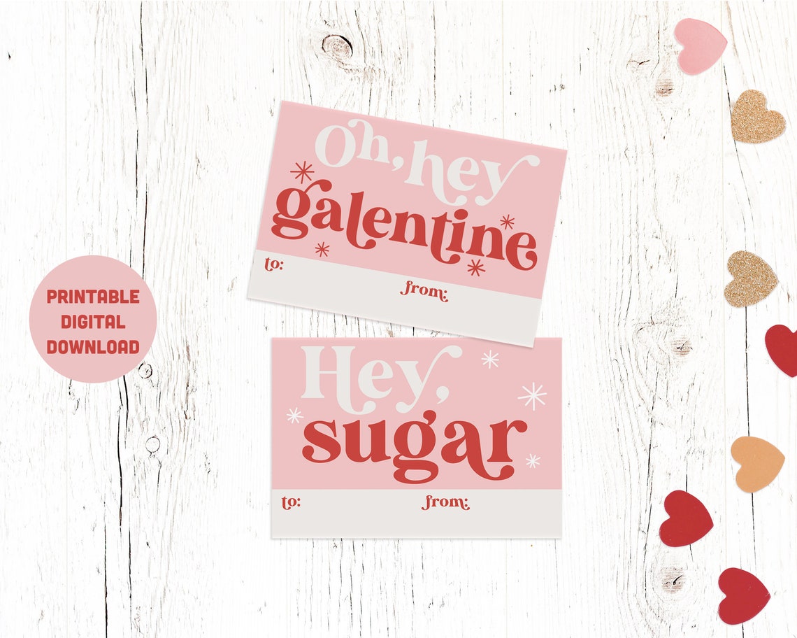 PRINTABLE Galentine Retro Modern Cookie Gift Tags Boho Red - Etsy