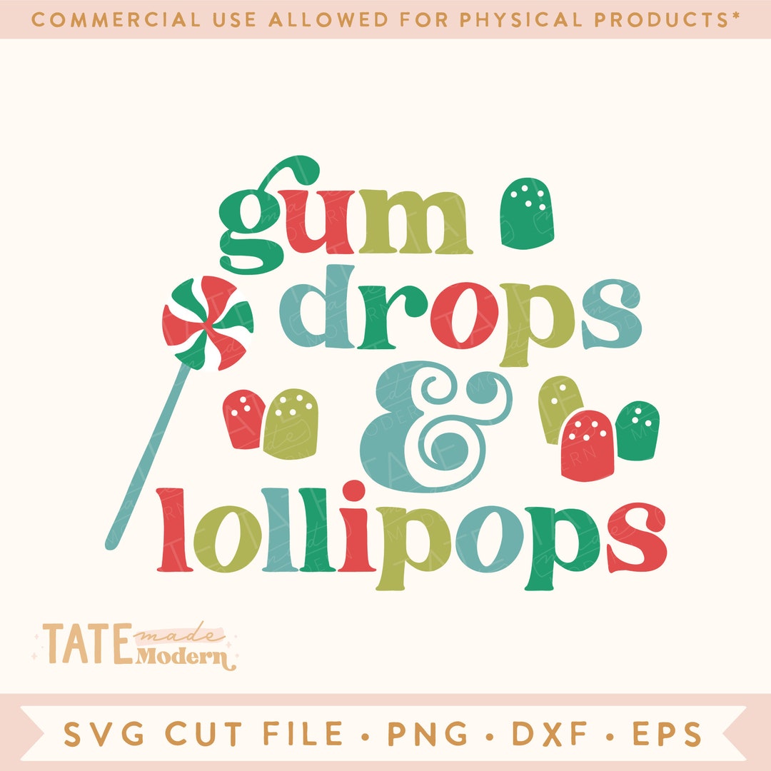Gumdrops & Lollipops Retro SVG Cut File Christmas Candy Shirt - Etsy