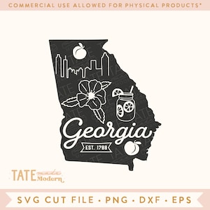 Vintage Georgia SVG cut file - Georgia home svg, Atlanta skyline svg, Georgia State symbols svg, Atlanta png - Commercial Use, Digital File
