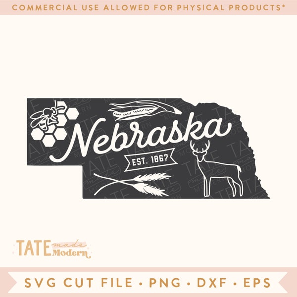 Vintage Nebraska SVG cut file - Nebraska home svg, Nebraska state symbols svg, Nebraska map png, midwest svg - Commercial Use, Digital File