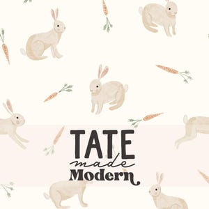 Aquarell Frühling Osterhase Seamless Pattern File - Minimal Hase Karotte Muster, geschlechtsneutrale Ostern Kinder Muster