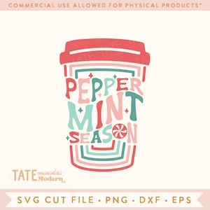 Peppermint Season Retro SVG plik do cięcia, Peppermint season shirt svg, peppermint mocha svg, latte png - Użycie komercyjne, Plik cyfrowy