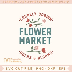 Arquivo de corte SVG do mercado de flores - mercado de fazendeiros de verão retrô svg, sinal de fazenda moderna svg, flores frescas svg - uso comercial, arquivo digital