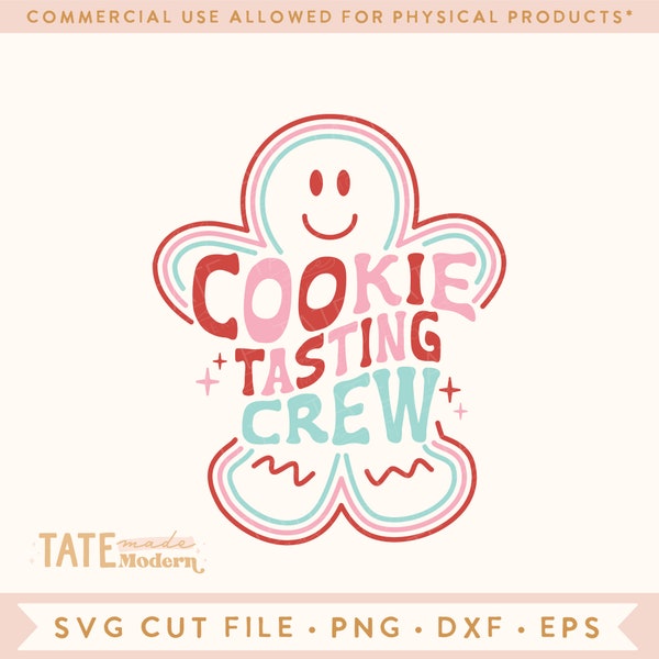 Cookie Tasting Crew Retro SVG cut file, Christmas baking svg, gingerbread cookie shirt svg, sublimation PNG - Commercial Use, Digital File