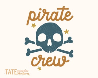 Pirate crew SVG cut file, Retro boy pirate party svg, cute pirate png, boy summer birthday shirt svg - Commercial Use, Digital File