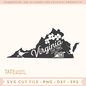 Vintage Virginia SVG Schnittdatei - Virginia Haus svg, Virginia State Symbole svg, Virginia Shirt PNG - Kommerzielle Nutzung, digitale Datei