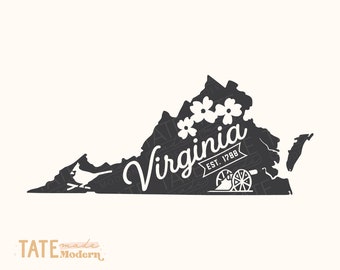 Vintage Virginia SVG cut file - Virginia home svg, Virginia state symbols svg, Virginia shirt PNG - Commercial Use, Digital File