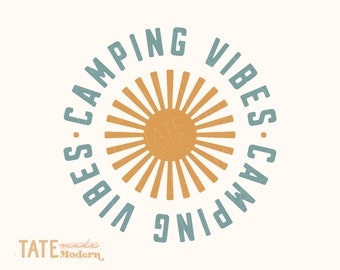 Camping vibes SVG cut file, Retro nature mountain lover svg for t-shirt, Outdoor quote svg, Summer vibes svg - Commercial Use, Digital File