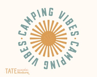 Ambiance camping SVG coupe fichier, svg amoureux de la montagne nature rétro pour t-shirt, citation en plein air svg, svg ambiance été - usage commercial, fichier numérique