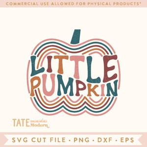 File di taglio SVG retrò di piccola zucca - Retro autunno in formato SVG, camicia autunnale per bambini in formato SVG, patch di zucca in formato SVG, zucca bambino in formato SVG - Uso commerciale, File digitale