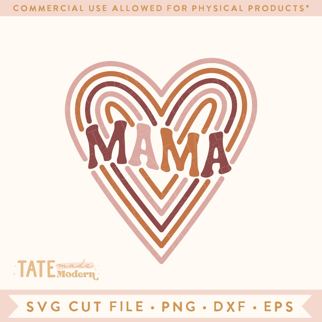 Mama Retro Heart SVG Cut File - Groovy Mama Shirt Svg, Mama Vibes Svg ...
