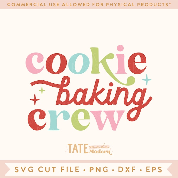 Cookie Baking Crew Retro SVG cut file, Christmas cookie baking svg, holiday baking shirt svg, sublimation PNG - Commercial Use, Digital File