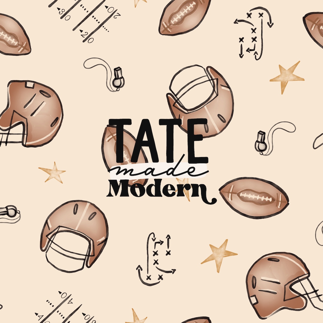 Football Seamless Pattern File - Watercolor Neutral Football Season ...