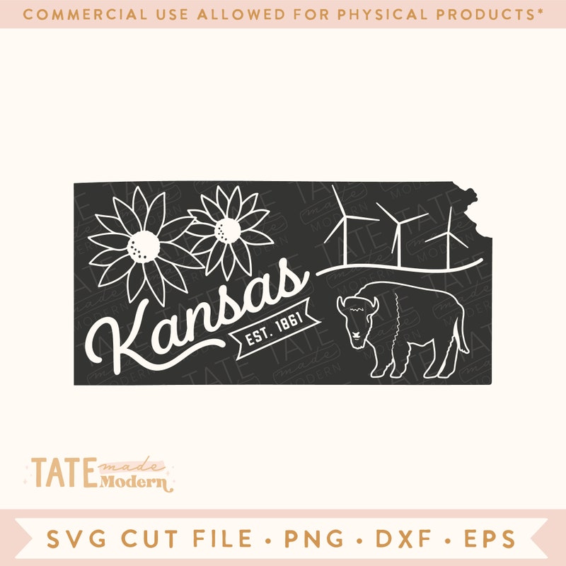 Kansas Map Svg - Etsy