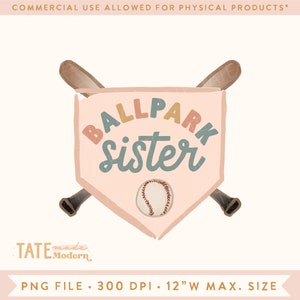 Ballpark sister PNG file watercolor baseball png, baseball girl png, pink baseball sister png Commercial Use, Digital File image 1