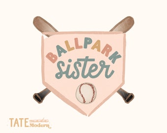 Ballpark sister PNG file - watercolor baseball png, baseball girl png, pink baseball sister png - Commercial Use, Digital File
