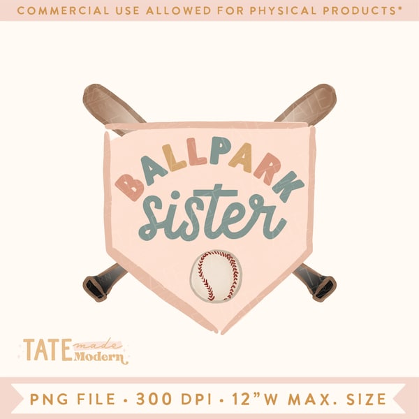 Ballpark sister PNG file - watercolor baseball png, baseball girl png, pink baseball sister png - Commercial Use, Digital File