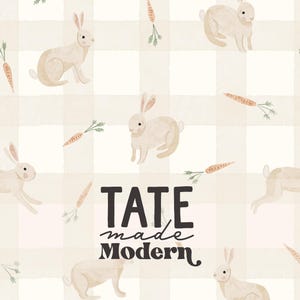 Fichier de modèle sans couture à carreaux aquarelle printemps Pâques - motif carotte lapin Vichy beige, motif enfants sans couture de Pâques pastel