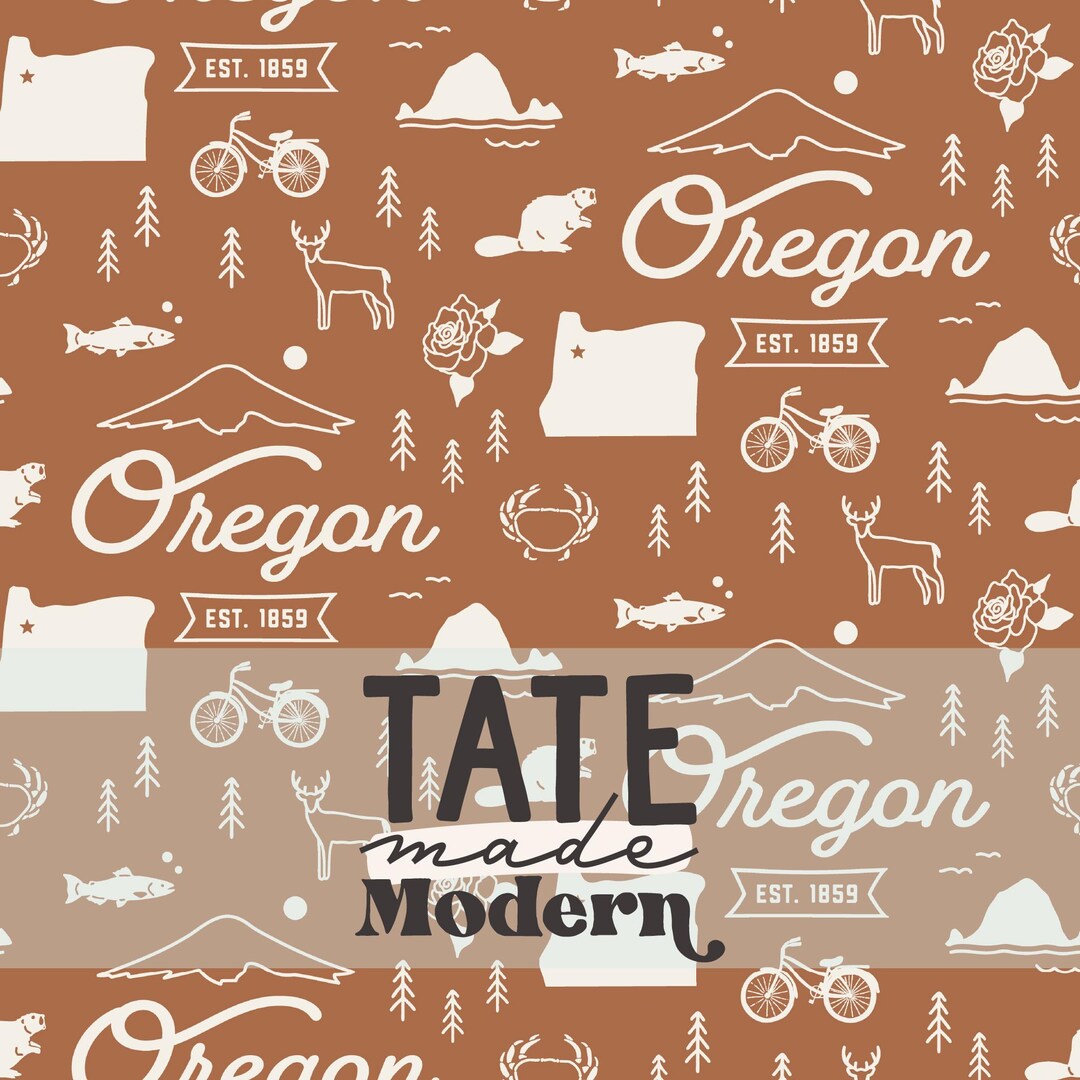 Oregon Pattern Vintage Oregon State Symbols Seamless Pattern File - Retro Rust Oregon ...